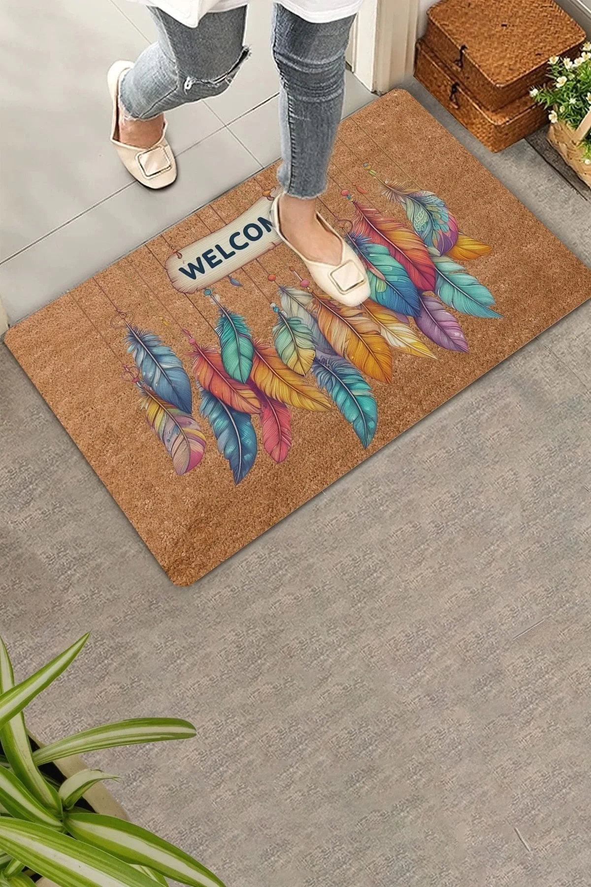 Valerine Life Sarkaç Tüyler Welcome Kapı Önü Paspası 45x70cm