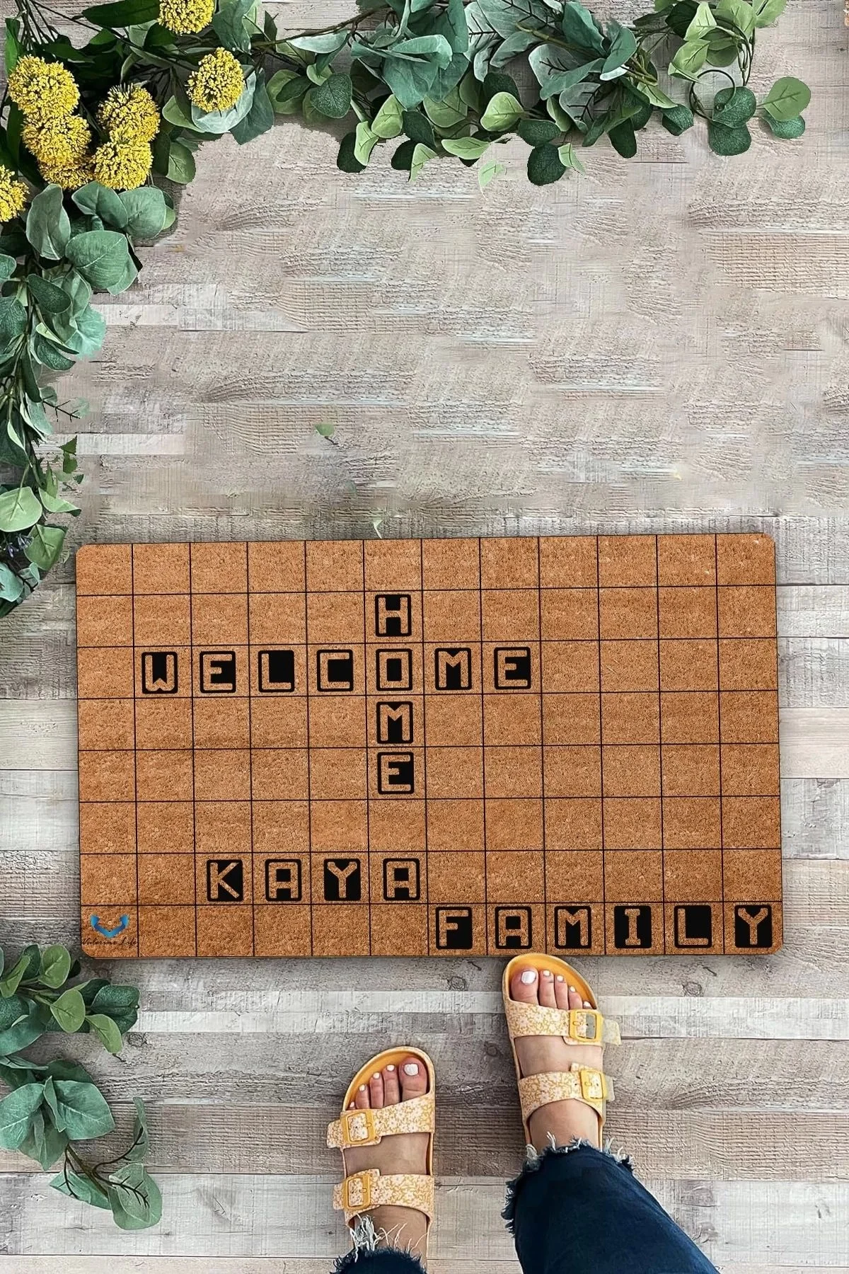Valerine Life Scrabble Welcome Home Kişiye, İsme ve Aileye Özel Family Kapı Önü Paspası 45x70cm