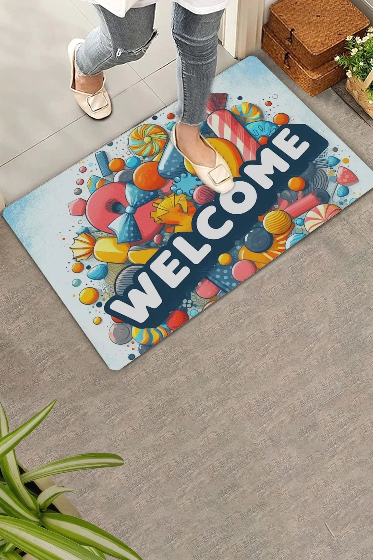 Valerine Life Şeker Festivali Welcome Kapı Önü Paspası 45x70cm