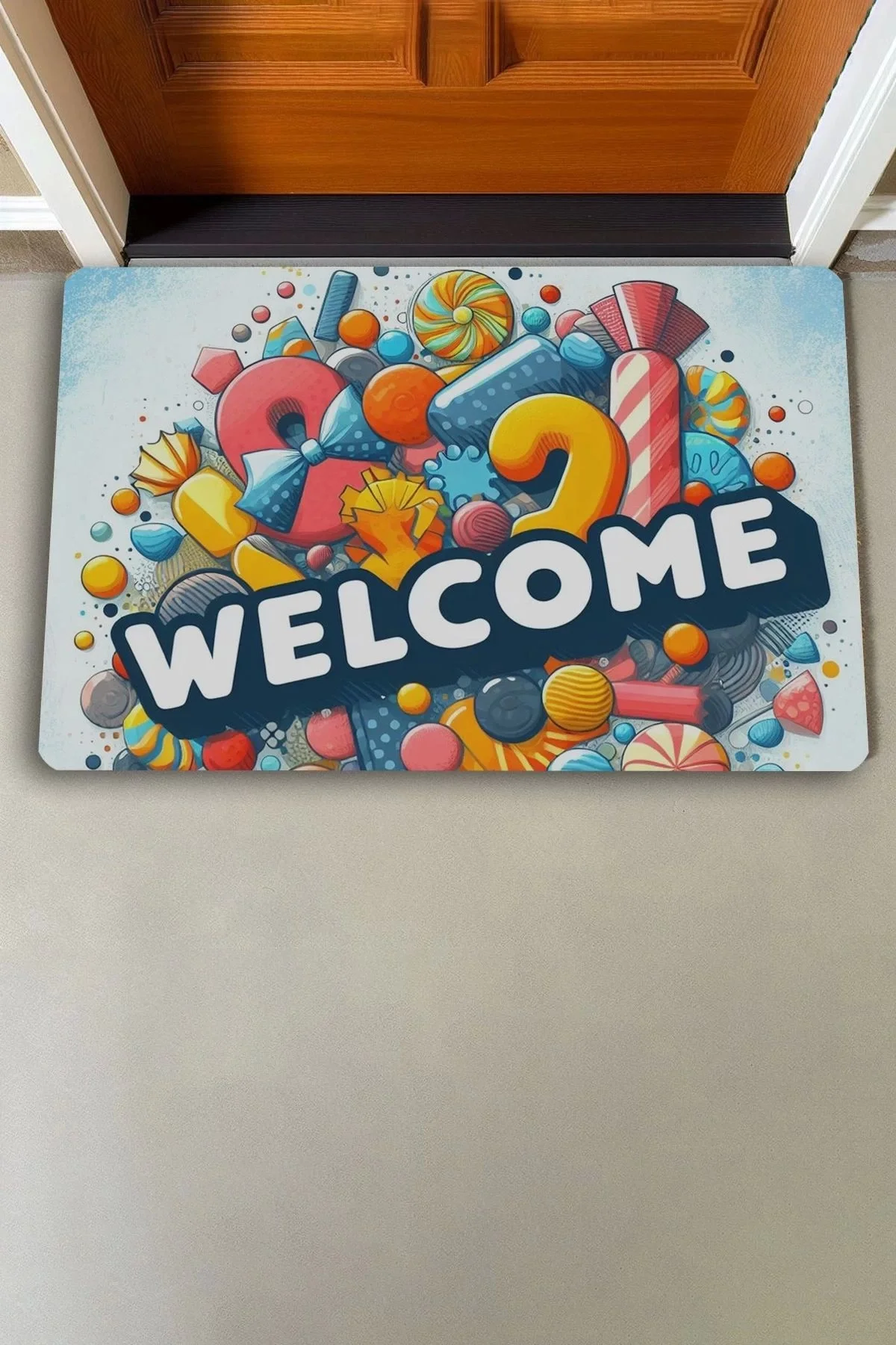 Valerine Life Şeker Festivali Welcome Kapı Önü Paspası 45x70cm