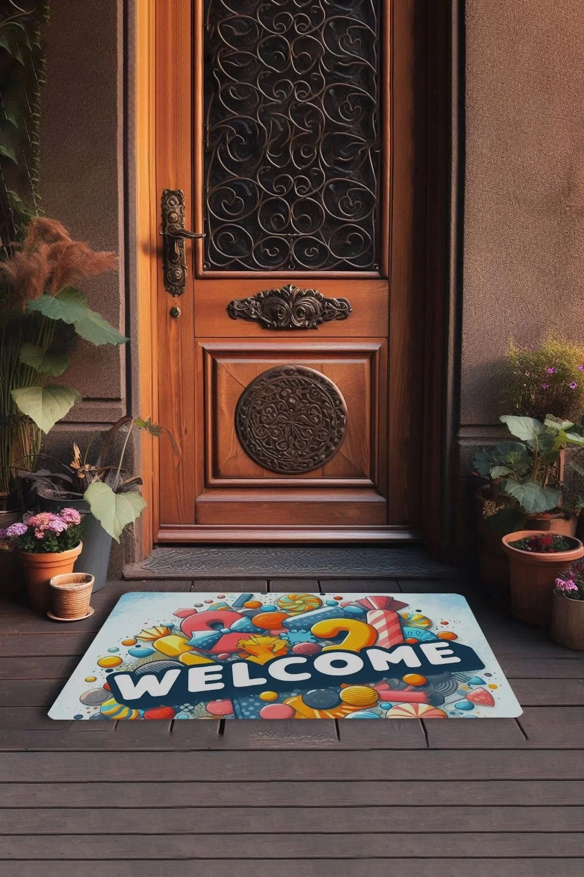 Valerine Life Şeker Festivali Welcome Kapı Önü Paspası 45x70cm