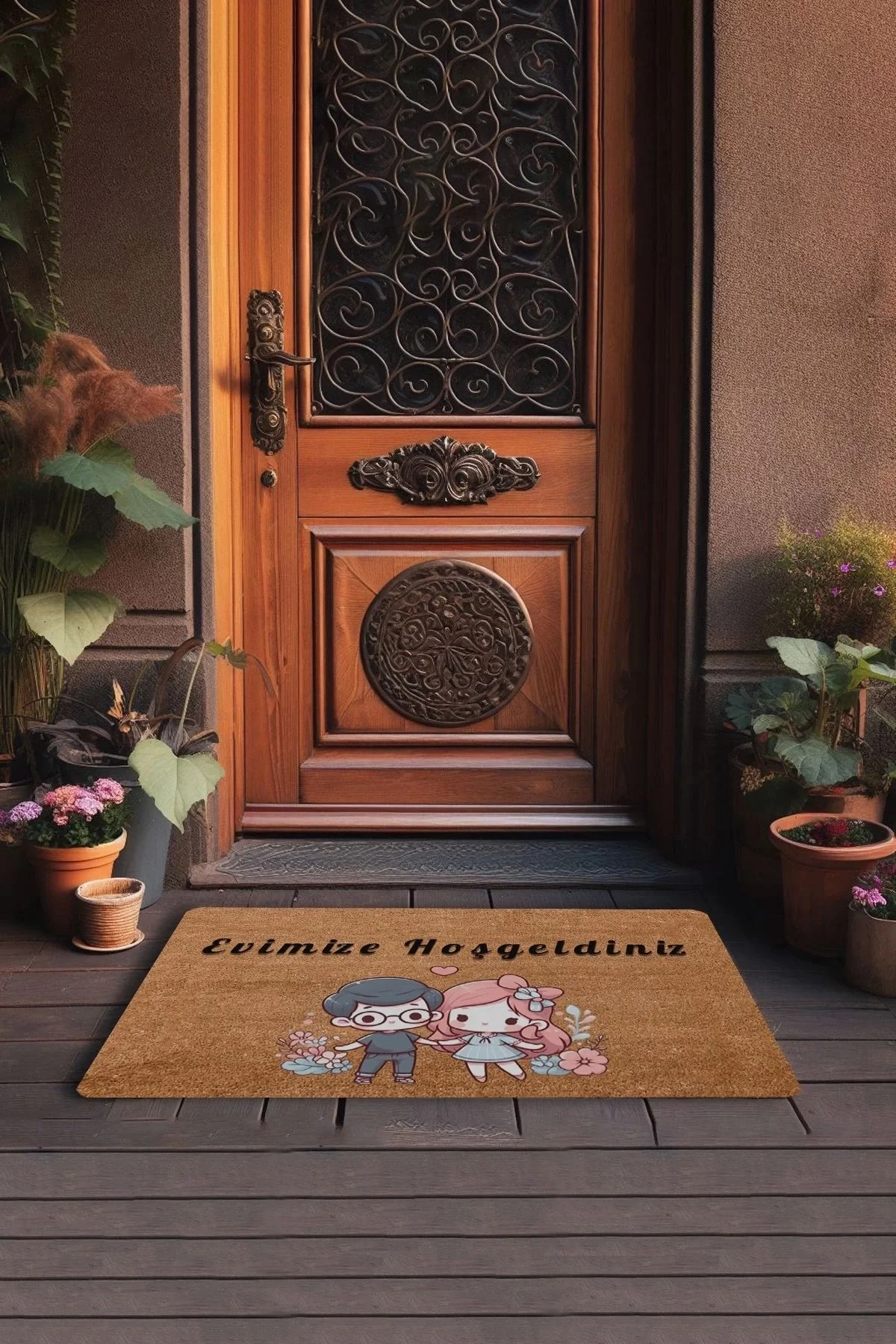 Valerine Life Sevimli Çiftler Evimize Hoş Geldiniz Kapı Önü Paspası 45x70cm