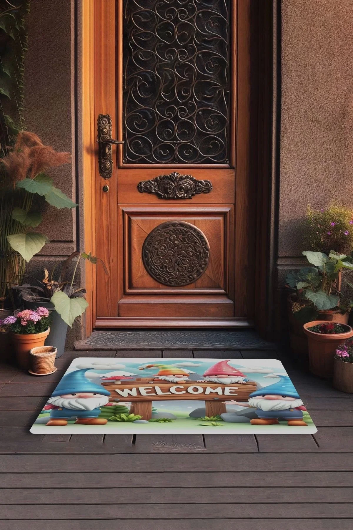 Valerine Life Sevimli Cüceler Welcome Kapı Önü Paspası 45x70cm
