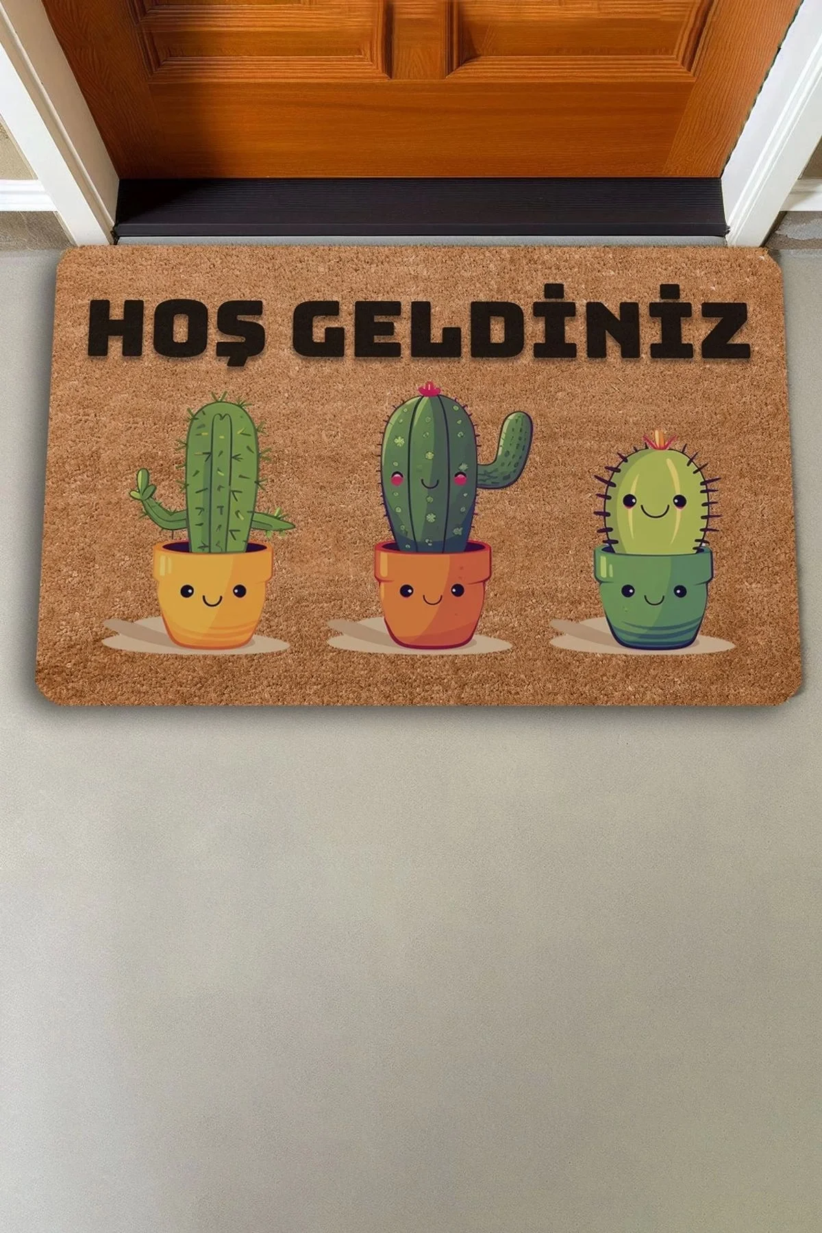 Valerine Life Sevimli Kaktüsler Hoş Geldiniz Kapı Önü Paspası 45x70cm