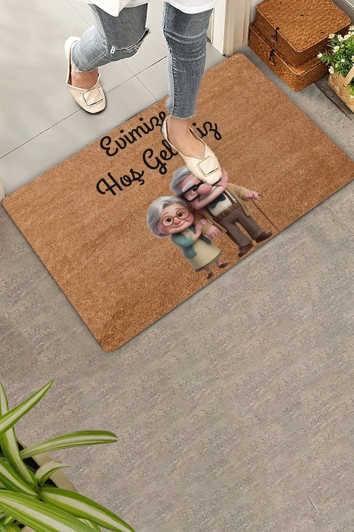 Valerine Life Sevimli Yaşlı Çift Evimize Hoş Geldiniz Kapı Önü Paspası 45x70cm