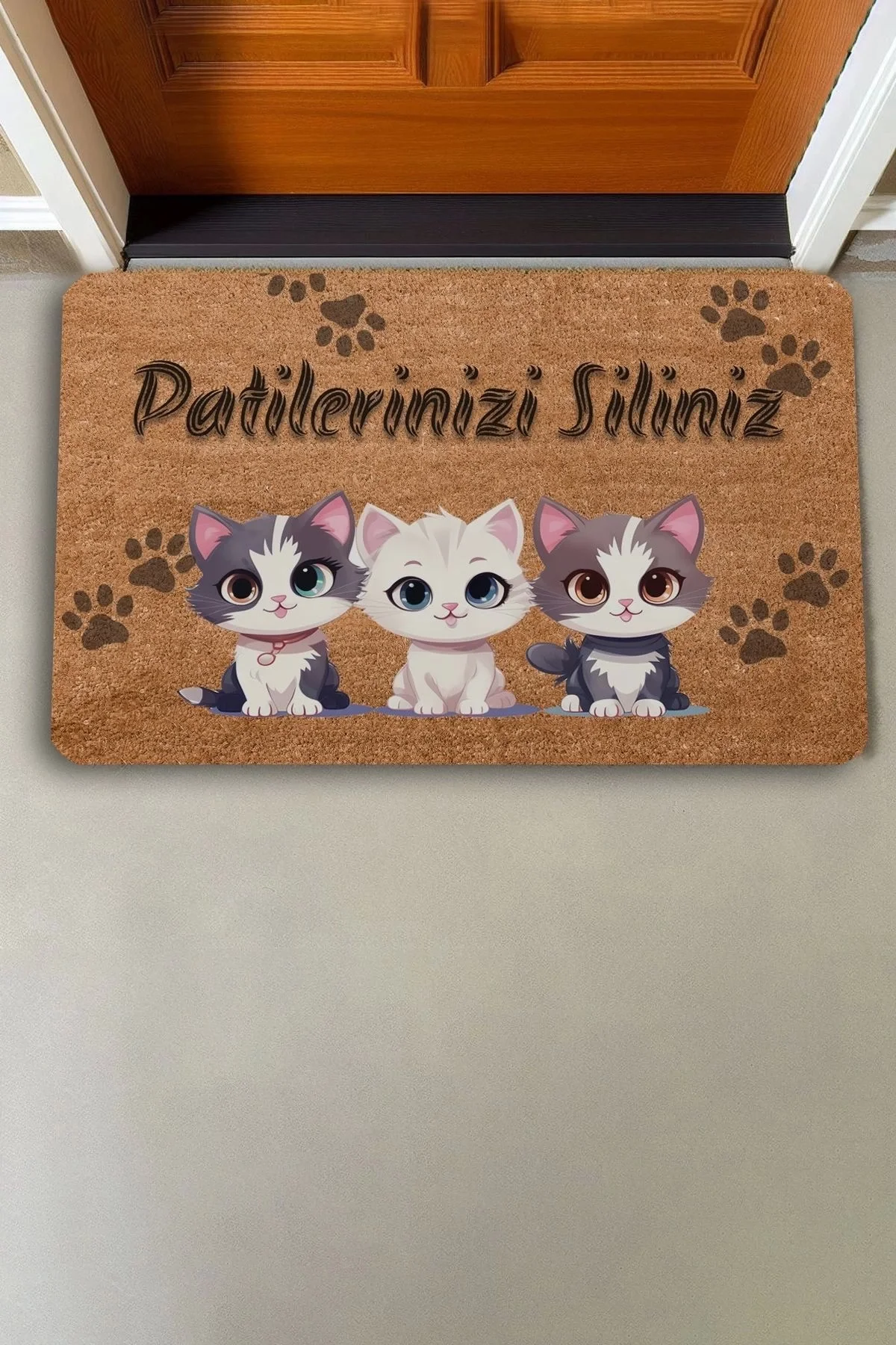 Valerine Life Sevimli Yavru Kediler Patilerinizi Silin Kapı Önü Paspası 45x70cm