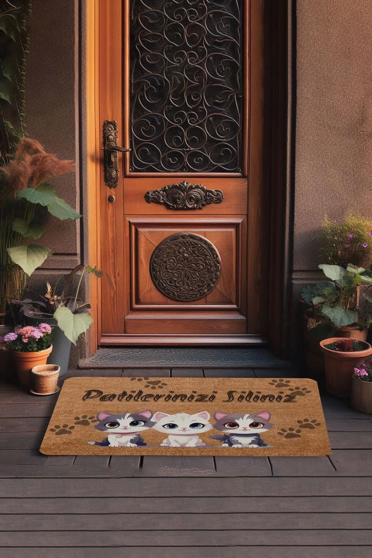 Valerine Life Sevimli Yavru Kediler Patilerinizi Silin Kapı Önü Paspası 45x70cm