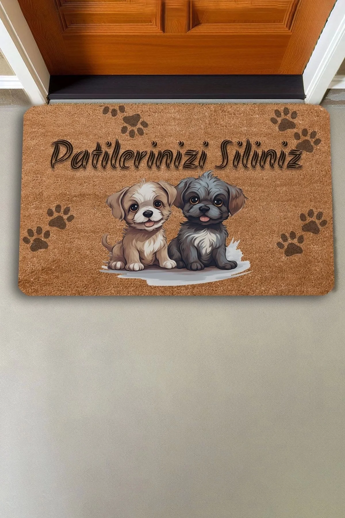 Valerine Life Sevimli Yavru Köpekler Patilerinizi Silin Kapı Önü Paspası 45x70cm