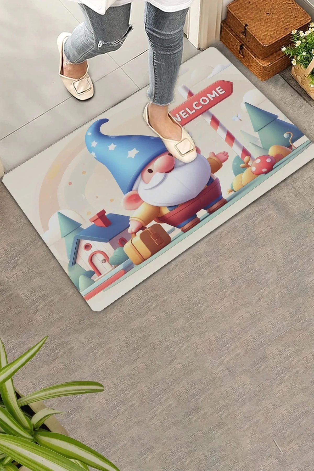 Valerine Life Şirin Cüce Dedesi Welcome Kapı Önü Paspası 45x70cm