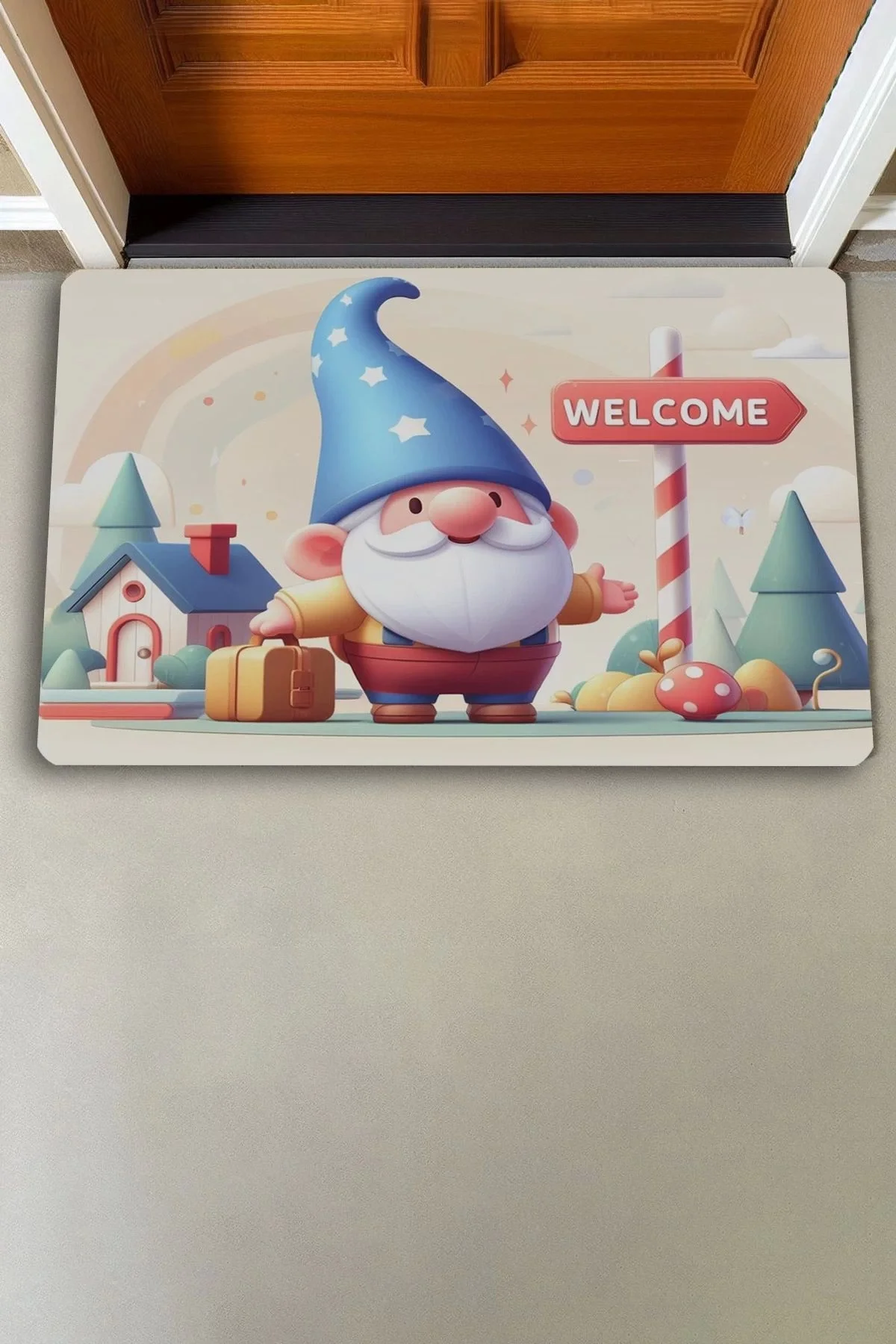 Valerine Life Şirin Cüce Dedesi Welcome Kapı Önü Paspası 45x70cm