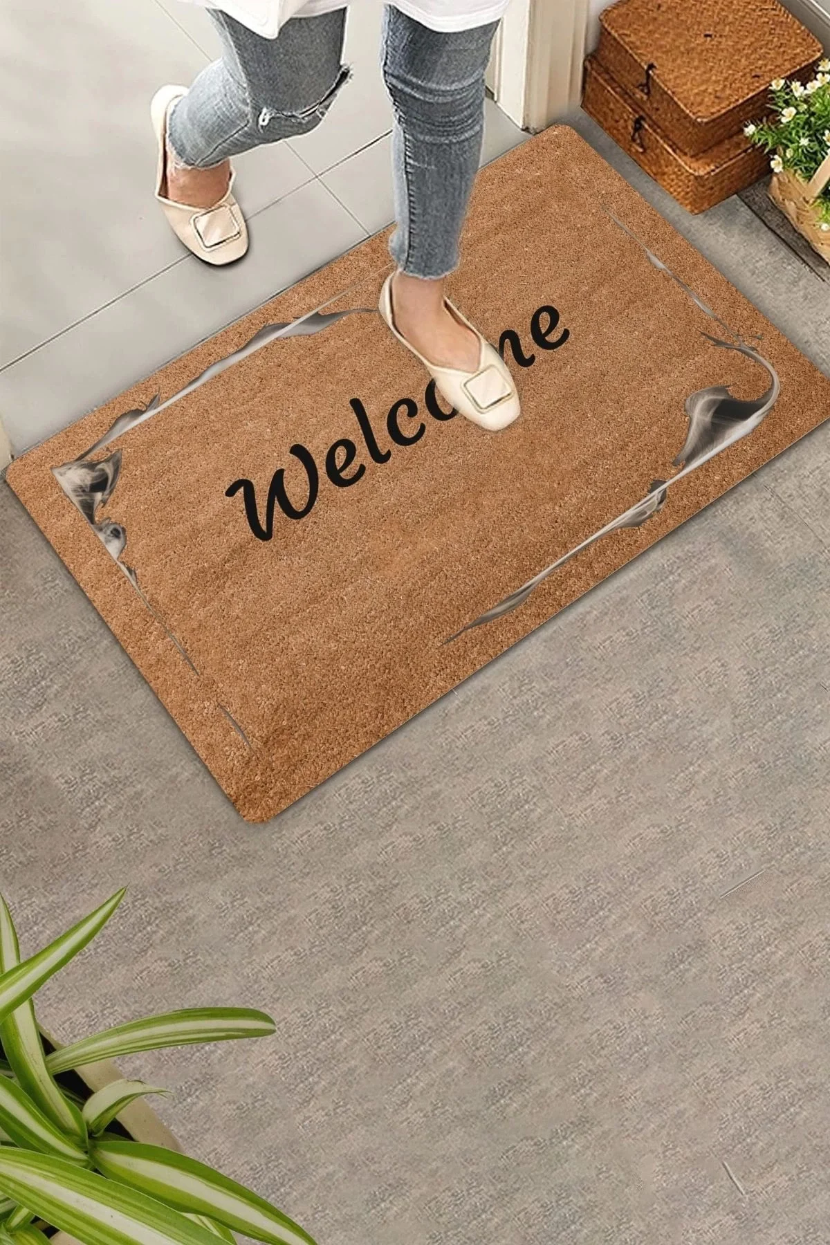 Valerine Life Sisli Çerçeve Welcome Kapı Önü Paspası 45x70cm