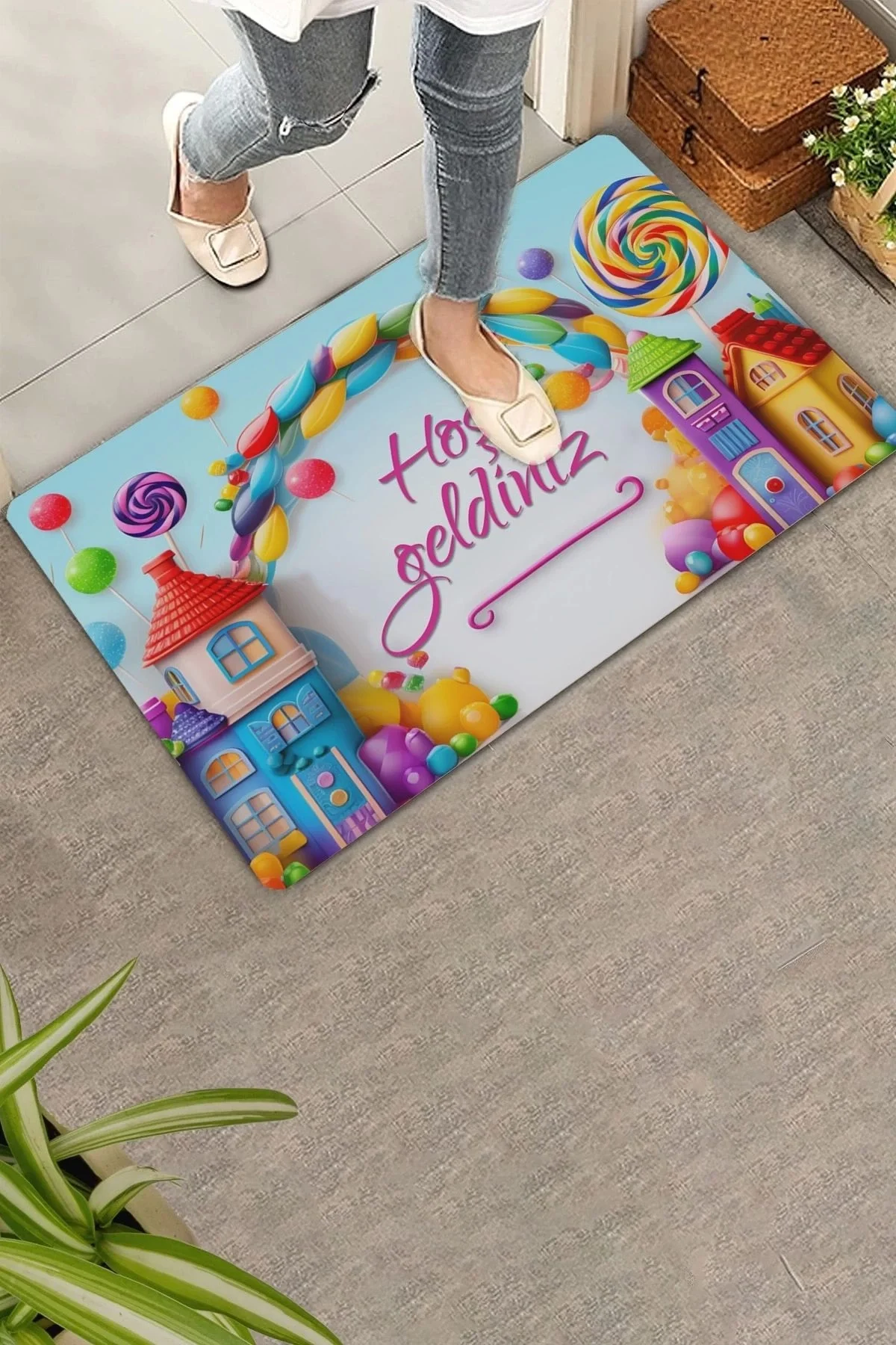 Valerine Life Sugar Village Hoş Geldiniz Kapı Önü Paspası 45x70cm