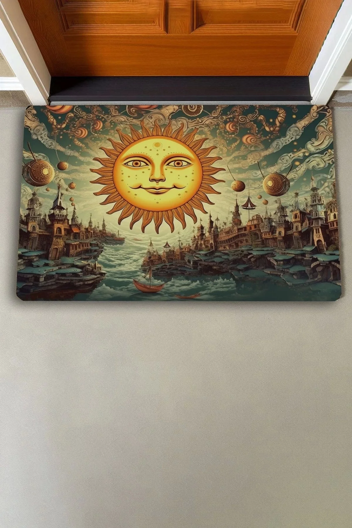 Valerine Life Sürrealizm Güneş Temalı Kapı Önü Paspası 45x70cm