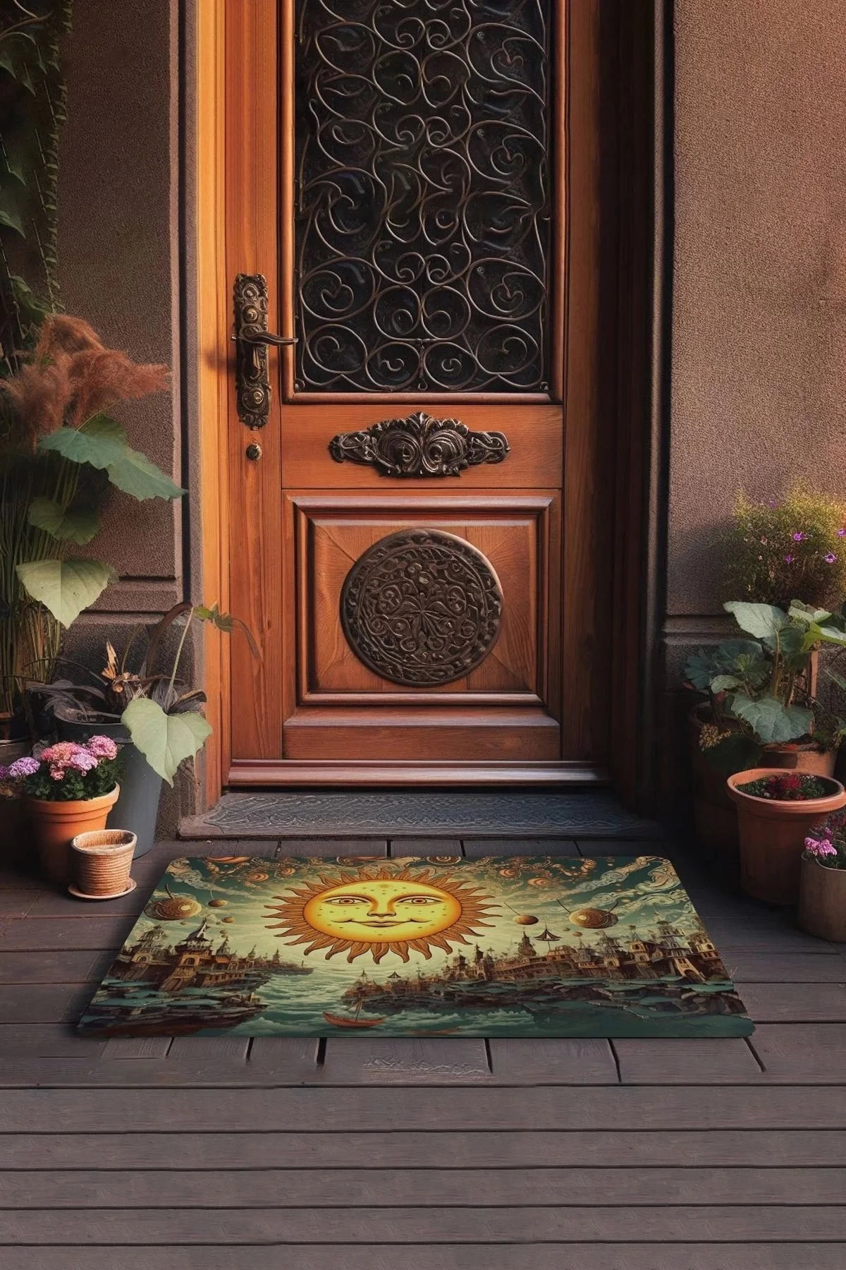 Valerine Life Sürrealizm Güneş Temalı Kapı Önü Paspası 45x70cm