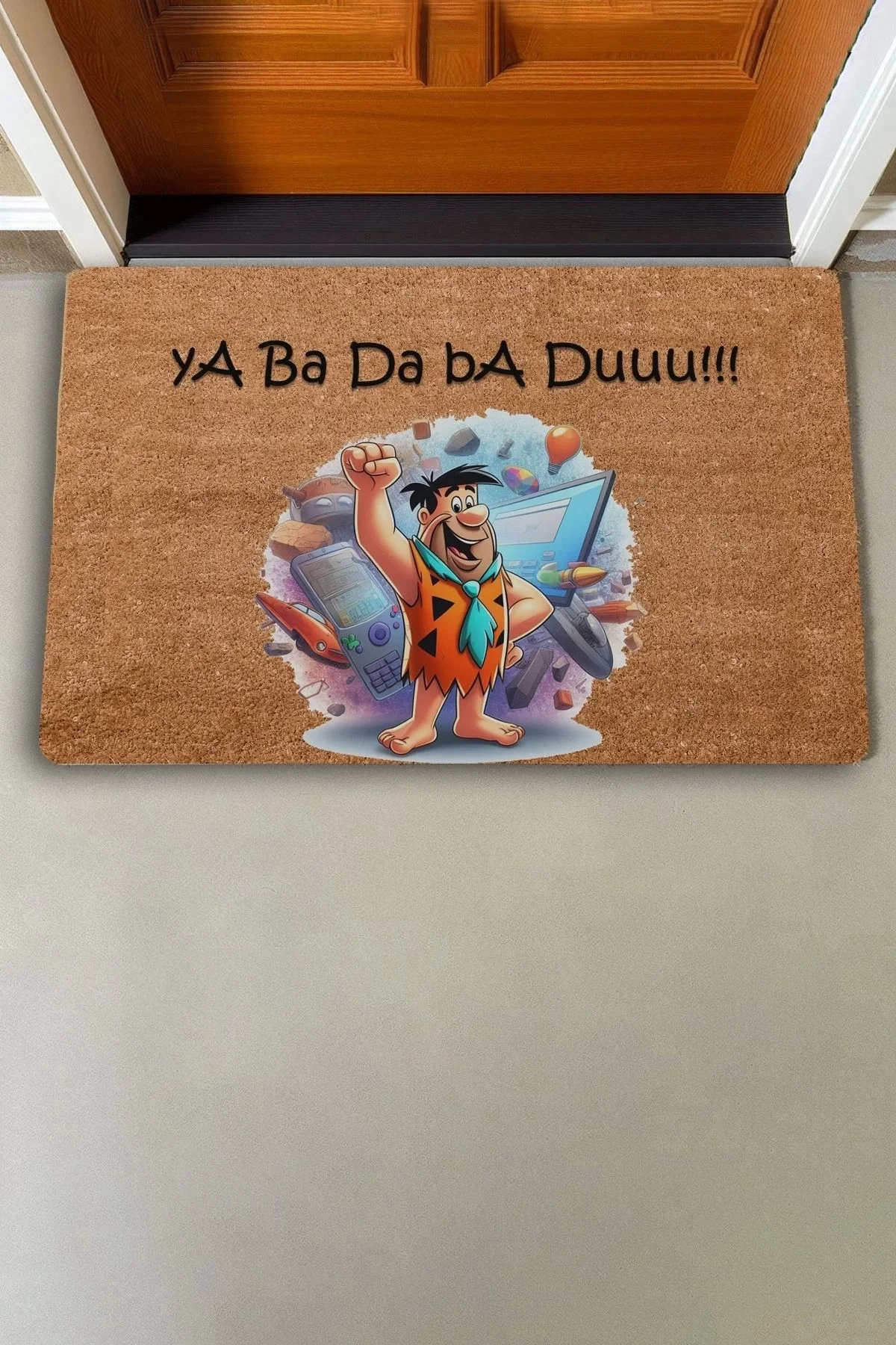 Valerine Life Taş Devri Yaba Daba Du Welcome Hoş Geldiniz Kapı Önü Paspası 45x70cm