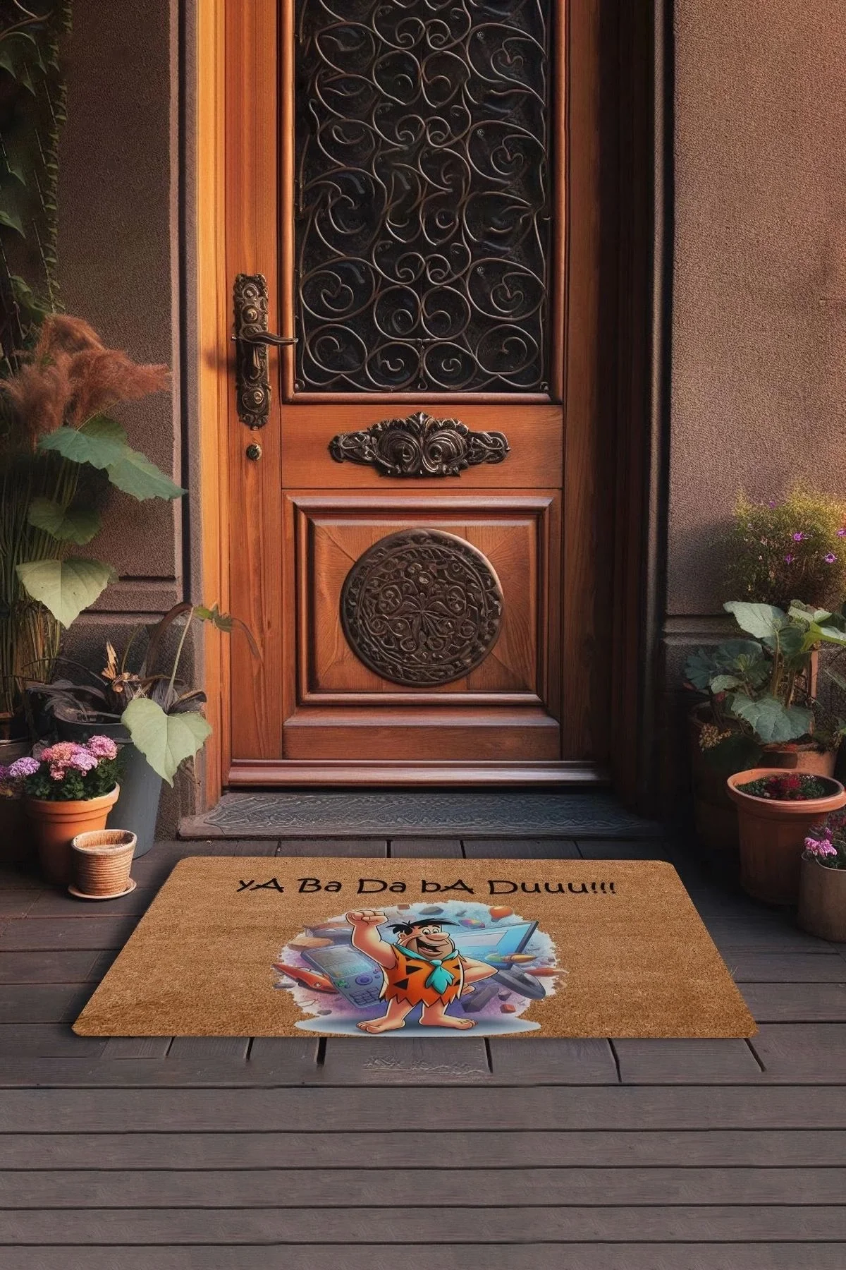 Valerine Life Taş Devri Yaba Daba Du Welcome Hoş Geldiniz Kapı Önü Paspası 45x70cm