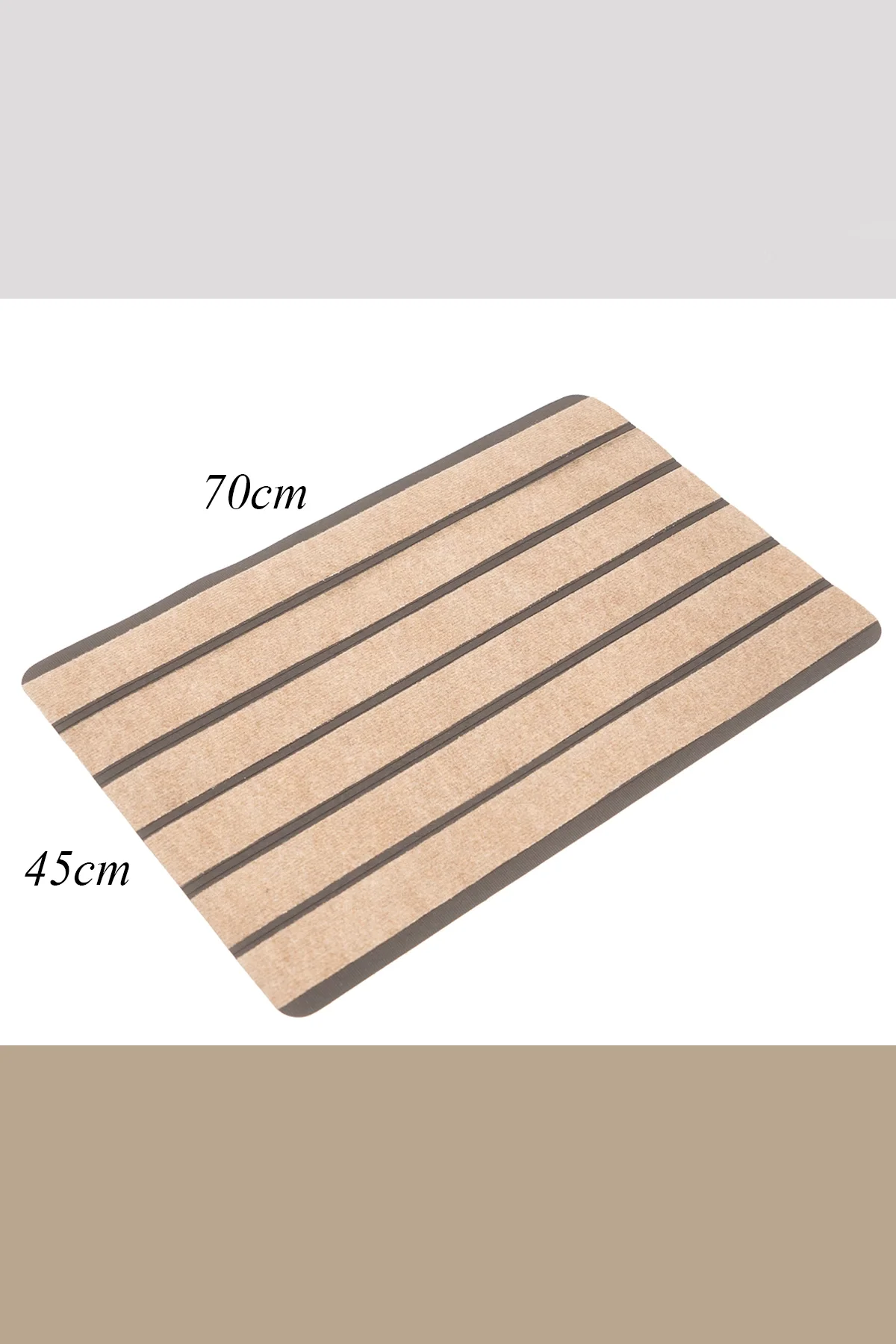 Valerine Life 6 Şeritli Bej Halılı Paspas Welcome Hoş Geldiniz Toz Alıcı Kapı Önü Paspası 45x70cm