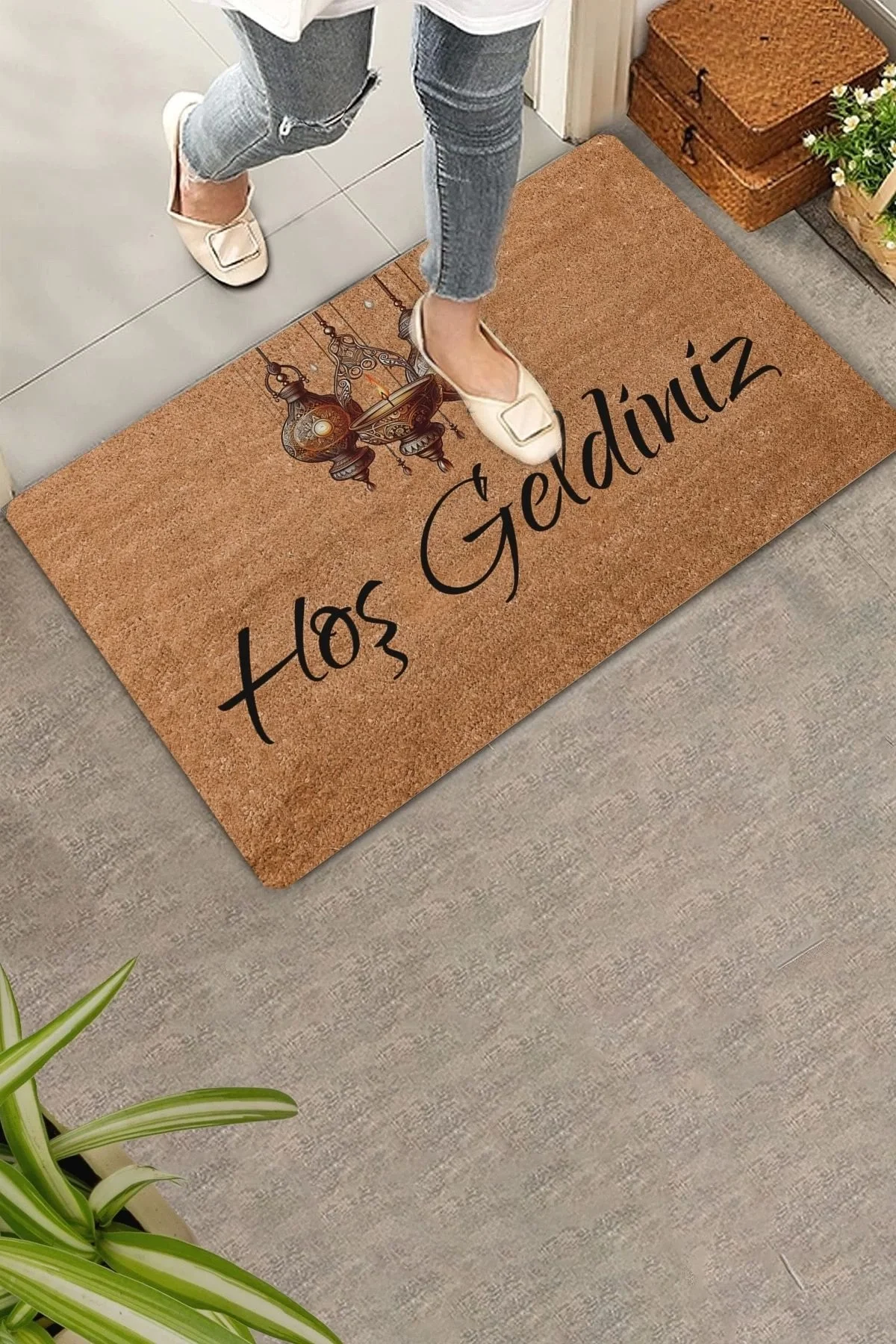 Valerine Life Üçlü Kandil Hoş Geldiniz Kapı Önü Paspası 45x70cm