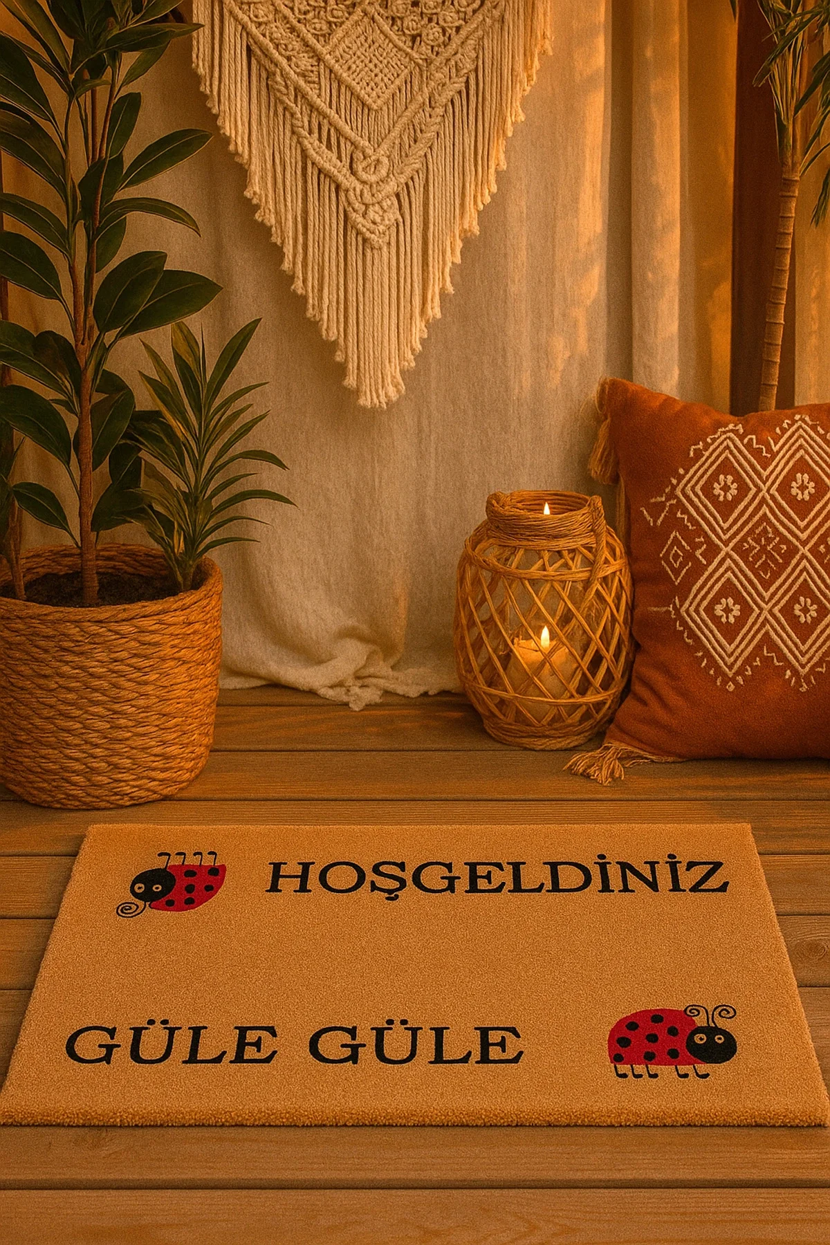 Valerine Life Velür Coco Dokulu Welcome Hoş Geldiniz Kapı Önü Dış Mekan Paspası 45x70cm 27YCM260121