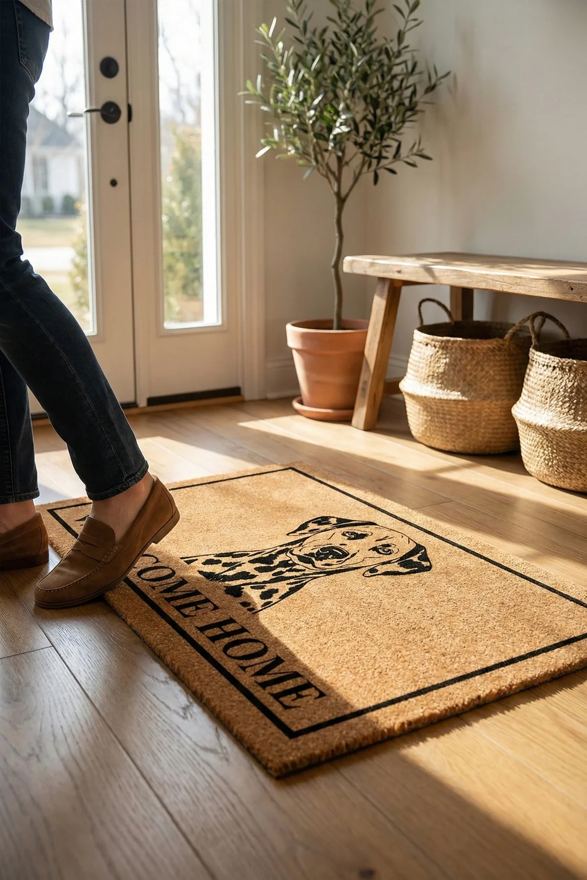 Valerine Life Velür Doku Coco Görünüm Dalmaçyalı Balkon Bahçe Dış Kapı Önü Paspası 45x70cm Kaymaz