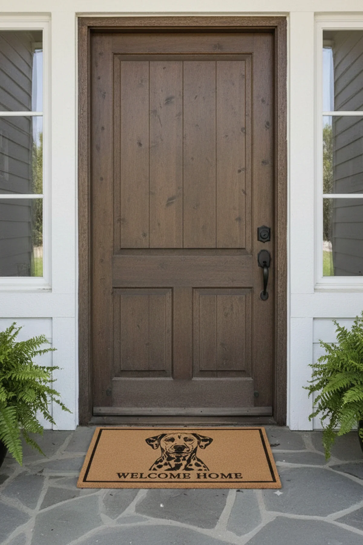 Valerine Life Velür Doku Coco Görünüm Dalmaçyalı Balkon Bahçe Dış Kapı Önü Paspası 45x70cm Kaymaz