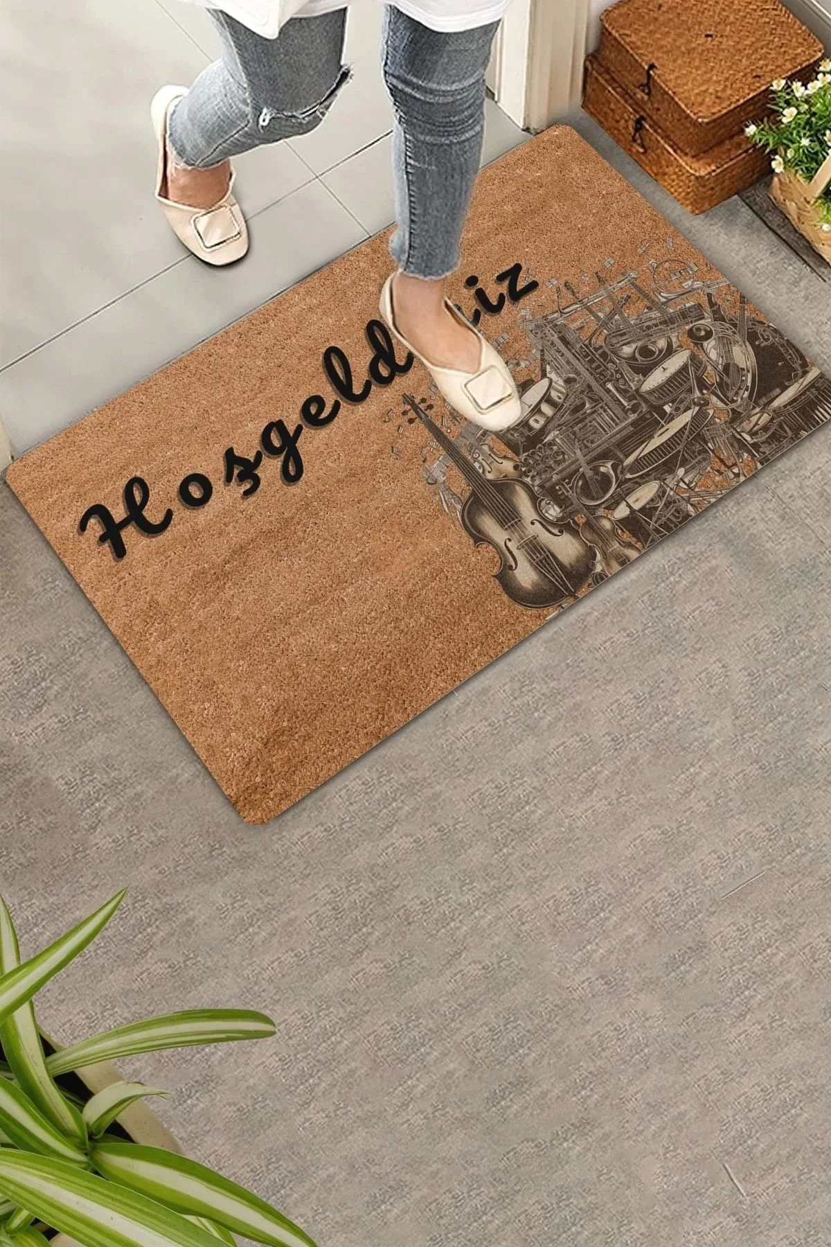 Valerine Life Viyola ve Baterili Hoş Geldiniz Kapı Önü Paspası 45x70cm