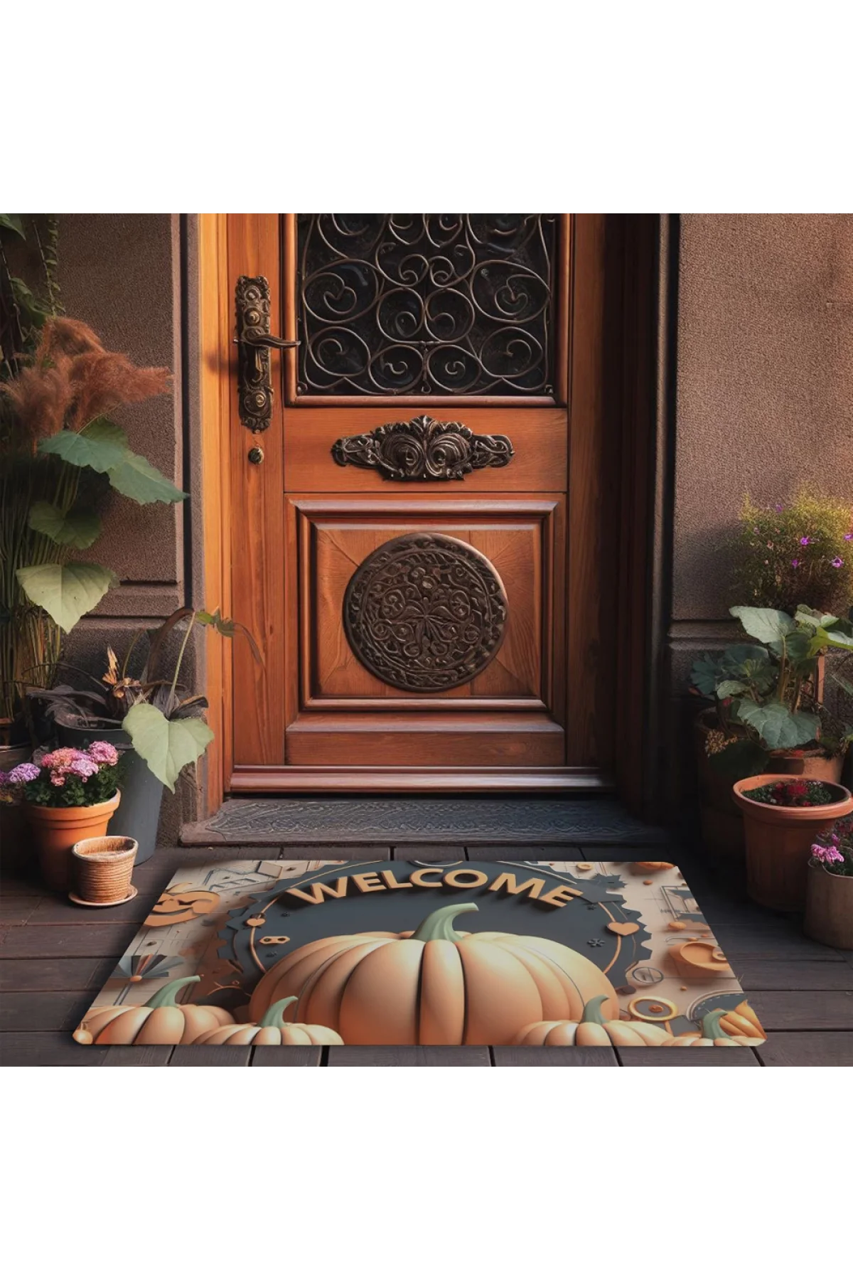 Valerine Life Turuncu Bal Kabağı Welcome Kapı Önü Paspası 45x70cm
