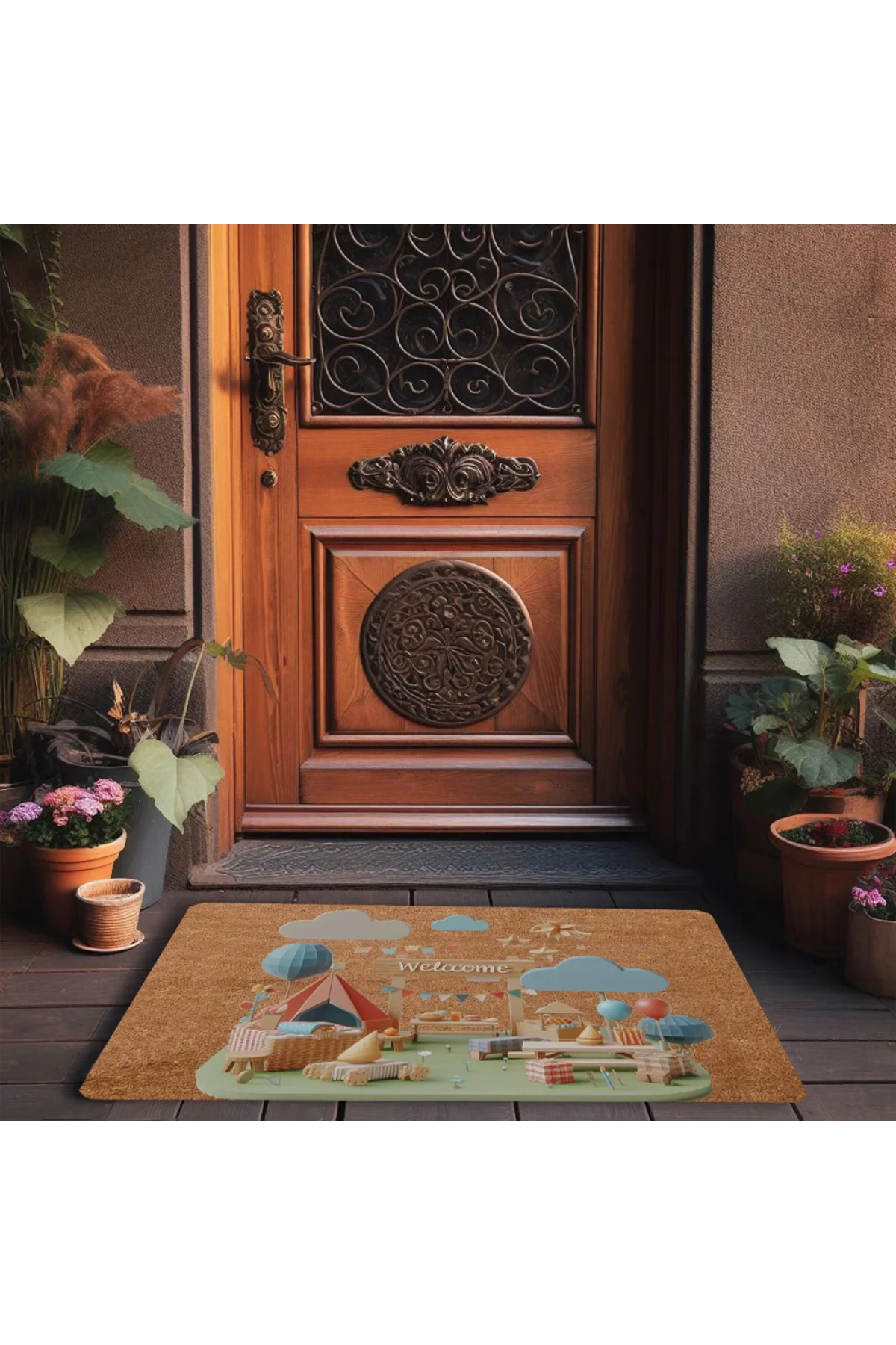 Valerine Life Kamp Piknik Temalı Welcome Kapı Önü Paspası 45x70cm