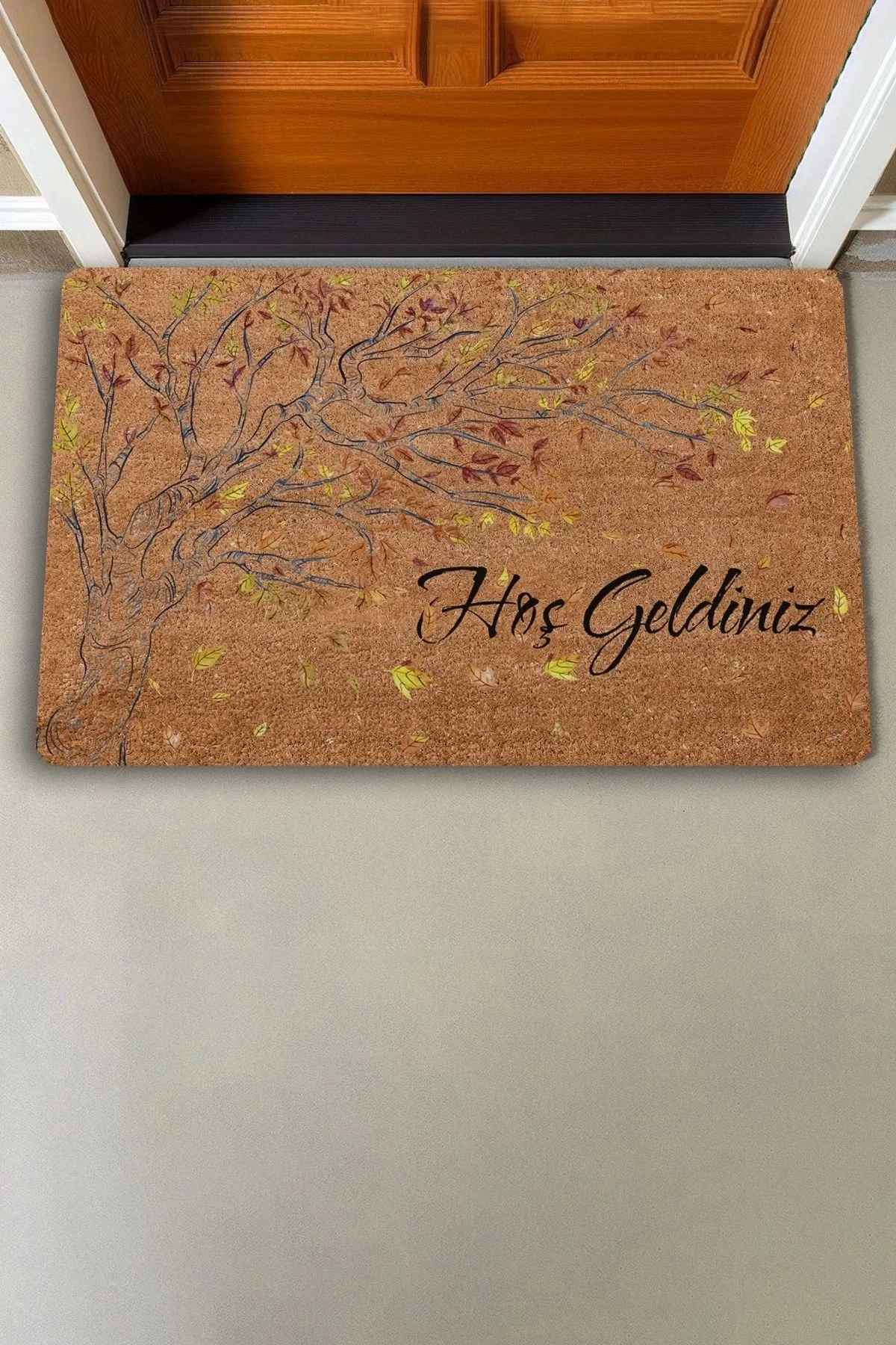 Valerine Life Yaprak Dökümü Ağaç Temalı Hoş Geldiniz Kapı Önü Paspası 45x70cm