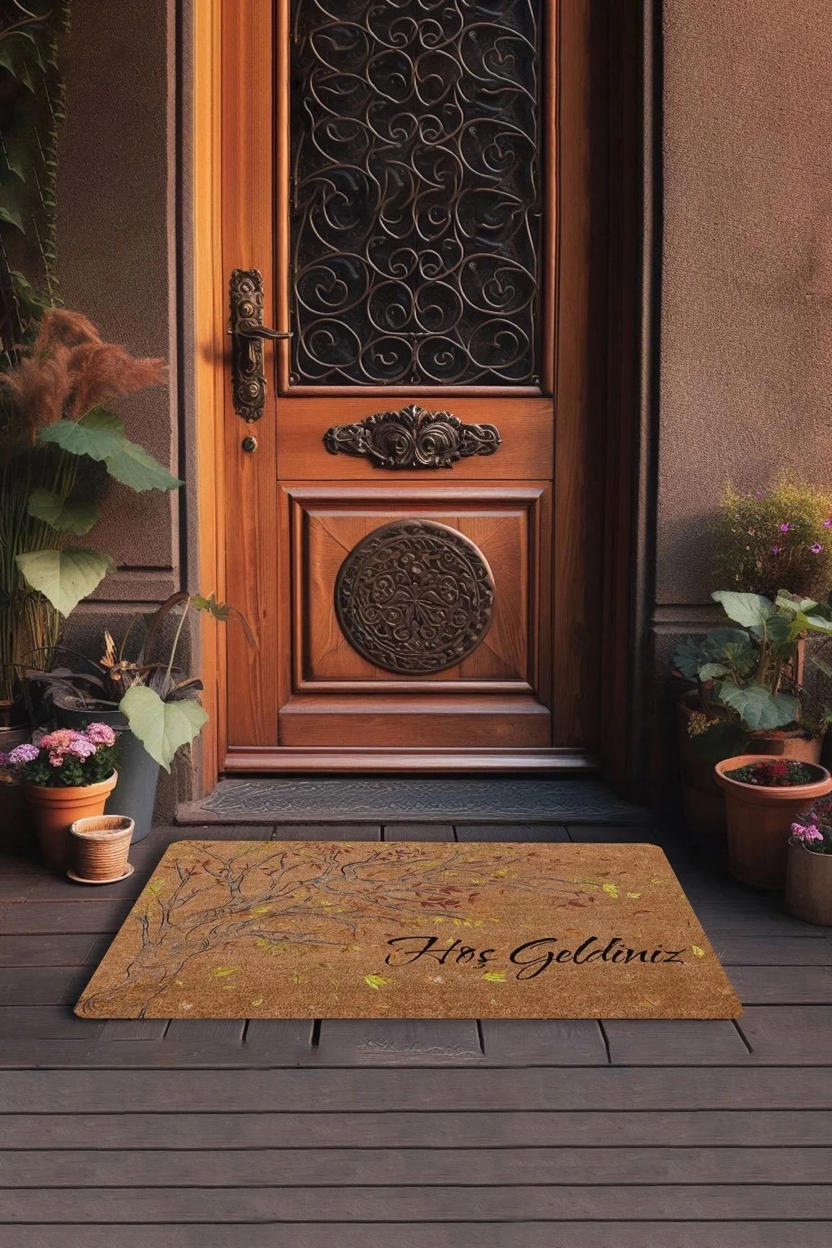 Valerine Life Yaprak Dökümü Ağaç Temalı Hoş Geldiniz Kapı Önü Paspası 45x70cm