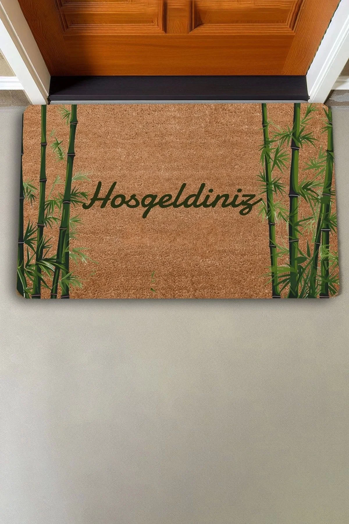 Valerine Life Yeşil İyi Şans Bambuları Hoş Geldiniz Kapı Önü Paspası 45x70cm