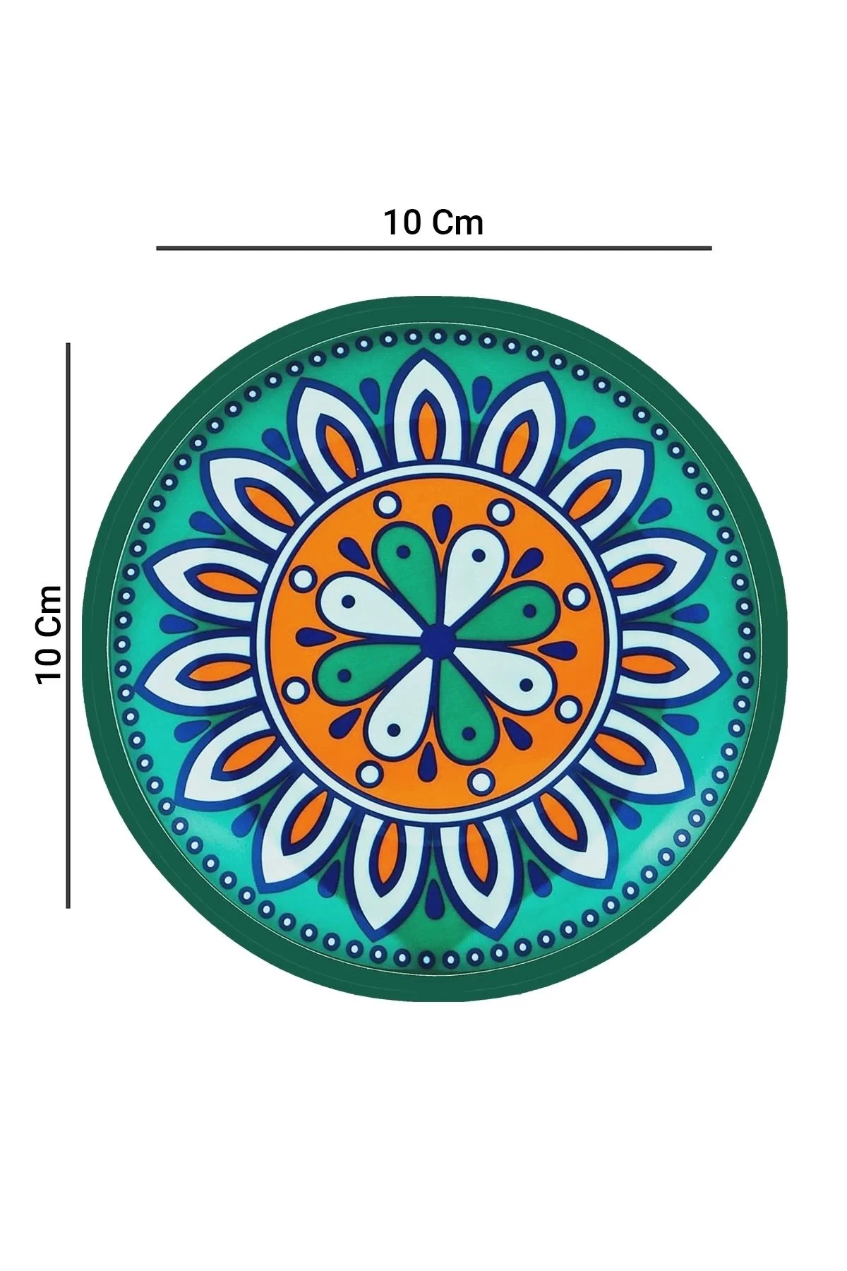 Valerine Life Yeşil Mandala Papatyalı Yıkanabilir Kaydırmaz Ofis Çay ve Fincan Bardak Altlığı 10x10cm 6 Adet