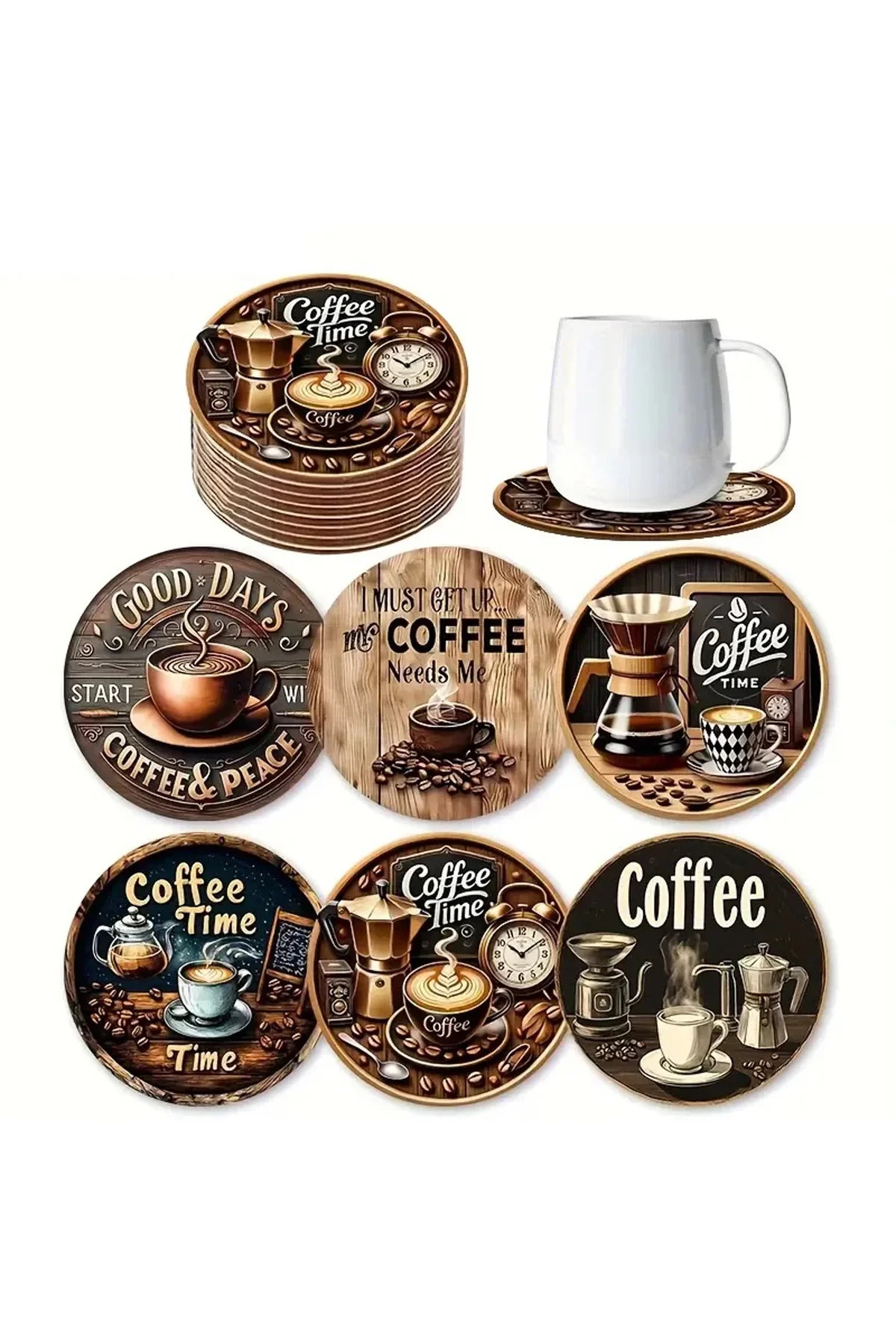 Valerine Life Ev Ofis Çay Fincan Bardak Altlığı 10x10cm Yıkanabilir Kaymaz 6lı Deri Coaster Seti