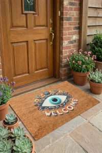 Valerine Life Aman Göz Değmesin Nazar Boncuğu Welcome Kapı Önü Paspası 45x70cm