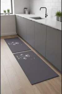 Valerine Life Mutfak Yolluğu Halısı Quiet Life Sakin Yaşam Gri Tezgah Önü Paspası İkili Kilim Takımı Döküntülere Estetik Çözüm Matı