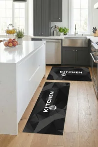 Valerine Life Mutfak Yolluğu Halısı Siyah Kitchen Tezgah Önü Paspası İkili Kilim Takımı Döküntülere Estetik Çözüm Matı