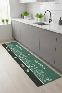 Valerine Life Mutfak Yolluğu Halısı Benim Mutfağım Benim Kurallarım Tezgah Önü Paspası İkili Kilim Takımı Döküntülere Estetik Çözüm Matı