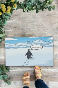 Valerine Life Nihilist Penguen Hadi Ben Kaçtım Dijital Baskılı Ev Ofis İş Yeri Kapı Önü Paspası 45x70cm