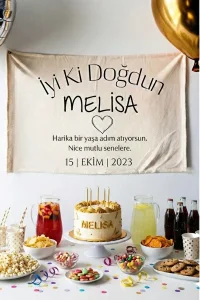 Promix Go Kişiye İsme Özel Doğum Günü Duvar Örtüsü Happy Birthday Duvar Halısı Flama Afişi Premium Kumaş Mat