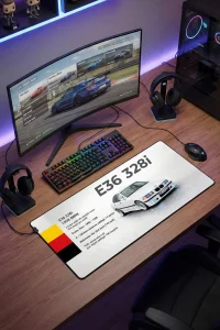 SonicTouch Kişiye isme Araca Özel Fotoğraflı XXL Dikişsiz Gamer Arabalı Klavye Mousepad 40x90cm
