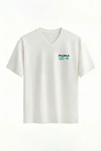 Promix Go Unisex T-Shirt V Yaka Kısa Kol Kişiye İsme Özel Tasarım Private Label New Design