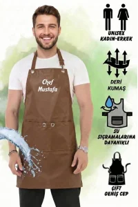 Hawk Era Önlük Kişiye İsme Firmaya Özel Şef Garson Restaurant Kafe Aşçı Mutfak Barista Kuaför Deri iş Önlüğü