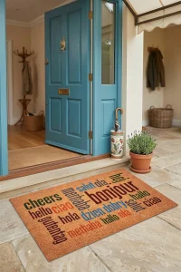 Valerine Life Farklı Dillerde Merhaba Yazılı Hoşgeldiniz işyeri Ev Ofis Kapı Önü Dış Paspası 45x70cm