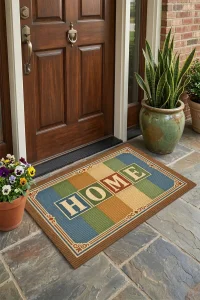 Valerine Life Home Retro Vintage Çizgili Dijital Baskılı Ev Ofis İşyeri Kapı Önü Paspası 45x70cm