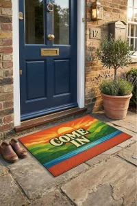 Valerine Life Retro COME IN Yazılı Dijital Baskılı Ev Ofis işyeri Dış Kapı Önü Paspası 45x70cm