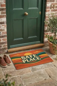 Valerine Life SAFE PLACE Vintage Sunset Dijital Baskılı Ev Ofis işyeri Dış Kapı Önü Paspası 45x70cm