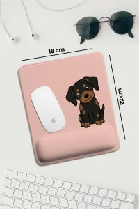 SonicTouch Pembe Bilek Destekli Yavru Köpek Dikdörtgen Pürüzsüz Yüzey Ergonomik Mouse Pad 18x22cm