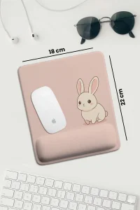 SonicTouch Pembe Bilek Sevimli Yavru Taşvanım Dikdörtgen Pürüzsüz Yüzey Ergonomik Mouse Pad 18x22cm