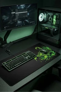 SonicTouch Neon Yeşili Akrep Kusursuz Hassasiyet Dikişsiz Xxl Gamer Oyuncu Klavye Mouse Pad 40x90Cm