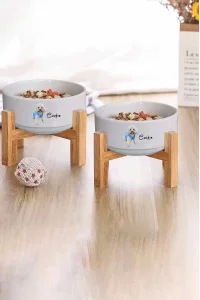 MAtGo Pati Kedi Köpek Beslenme Mama Su Kabı 500Ml Evcil Hayvana Özel Fotoğraflı isimli Seramik Kase 2 Adet